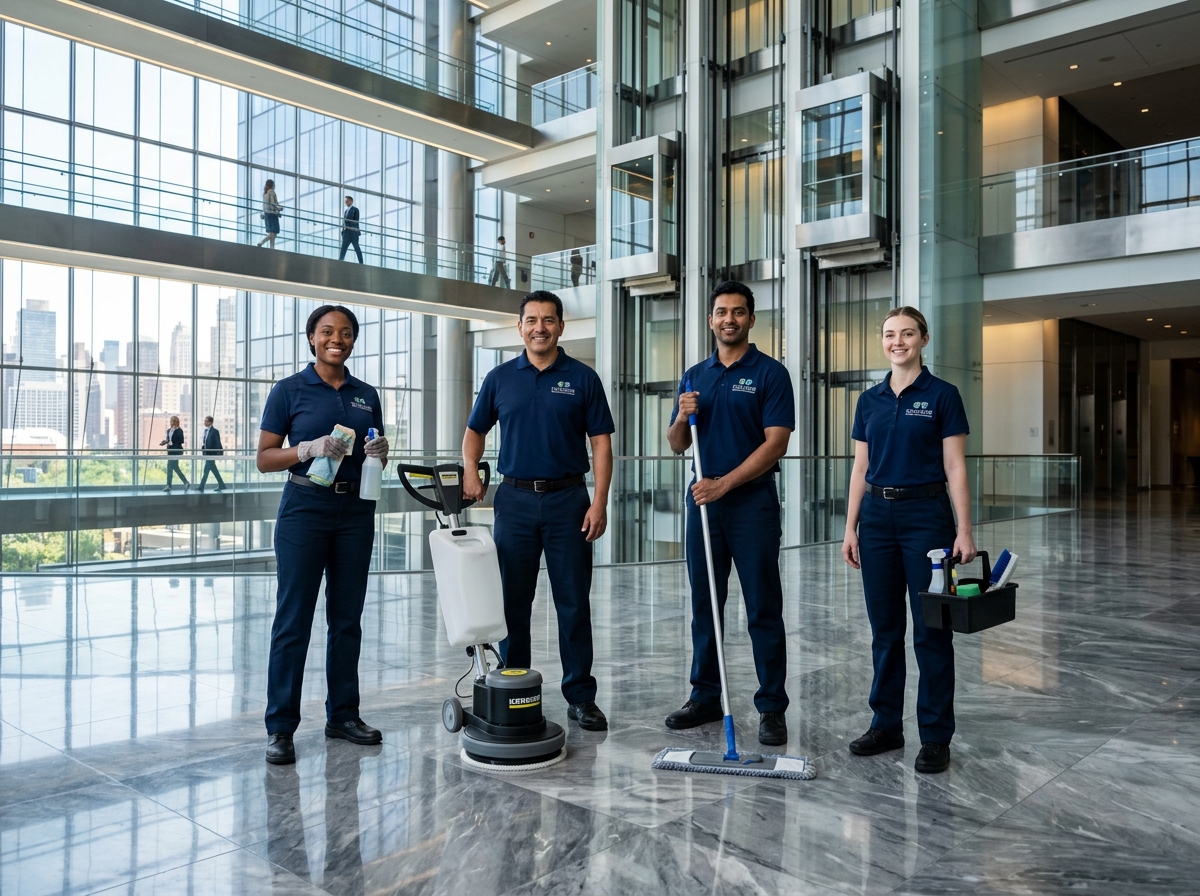 CoClean commercial operations team in corporate atrium