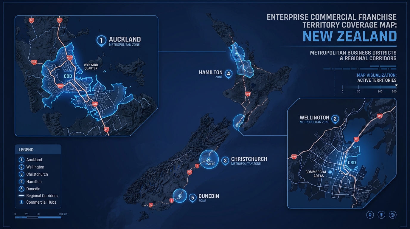 CoClean commercial franchise territory coverage map